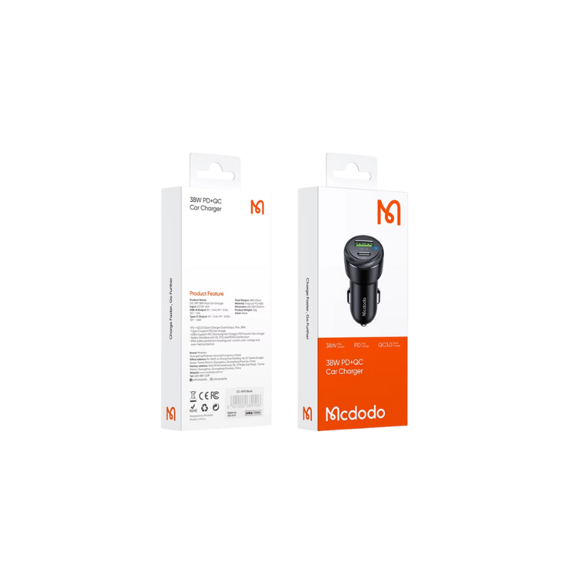 38W PD+QC Car Charger | Mcdodo