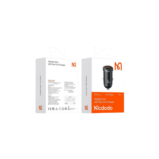 PD33W 1C1U Led Fast Car Charger | Mcdodo