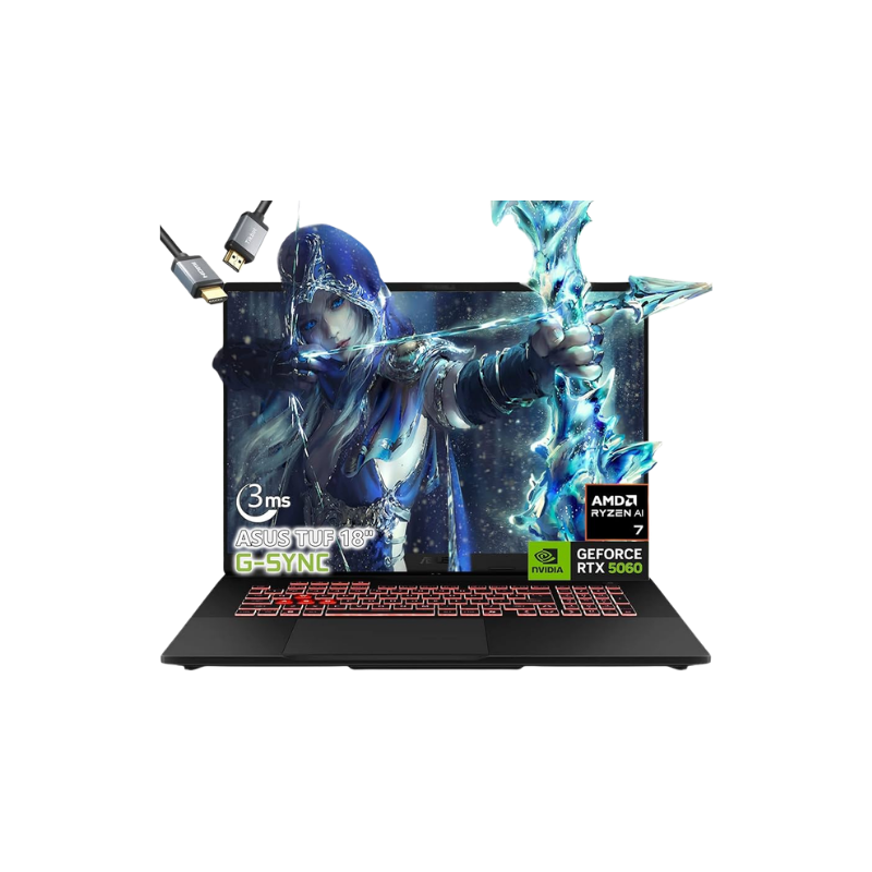 ASUS TUF 18" Gaming Laptop | FHD+ 144Hz/3ms | AMD Ryzen 7 260 | RTX 5060| 16GB RAM |Disco Duro 1TB | Windows 11