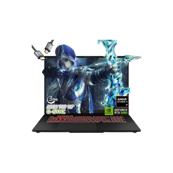 ASUS TUF 18" Gaming Laptop | FHD+ 144Hz/3ms | AMD Ryzen 7 260 | RTX 5060| 16GB RAM |Disco Duro 1TB | Windows 11